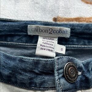 Carbon 2 cobalt 6 light tan blue trim cinch waist fitted pants